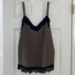 Green and black lace tank top